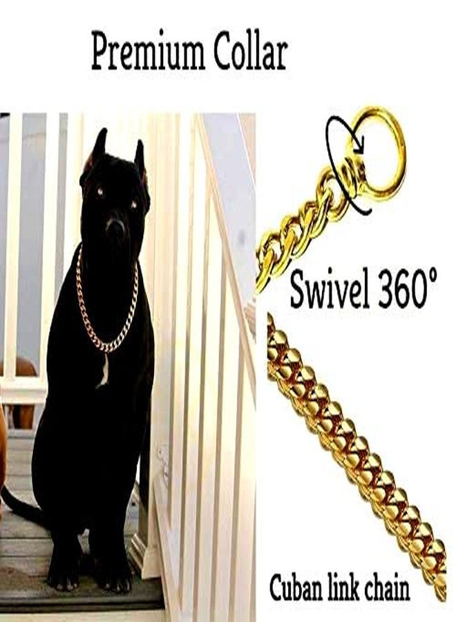 Pups&Pets طوق تدريب الكلاب من النحاس الأصفر شديد التحمل والمصقول بالذهب، طوق دوار للكلاب، طوق عرض الكلاب (سمك 5 مم، طول 30 بوصة، مقاس XX - كبير جدًا) - Image 5